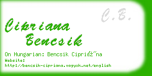 cipriana bencsik business card